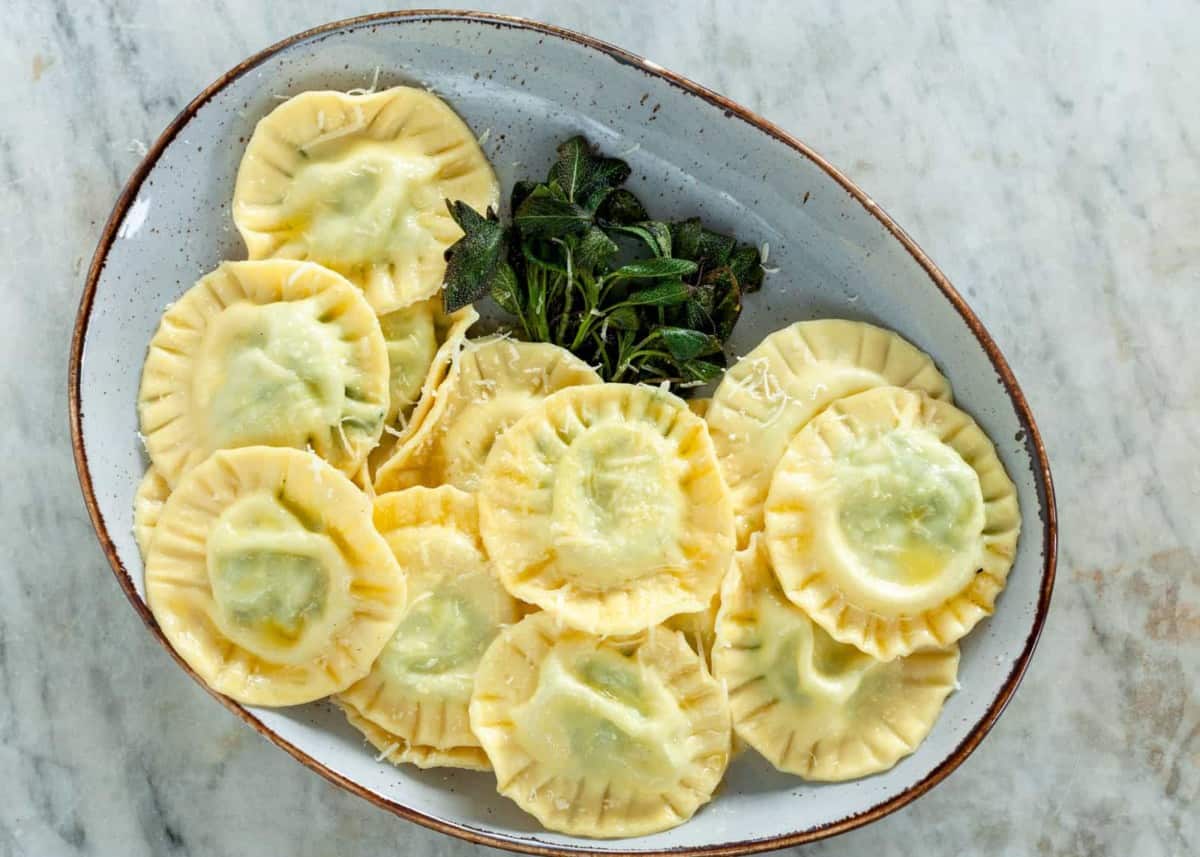 spinach ravioli and ricotta